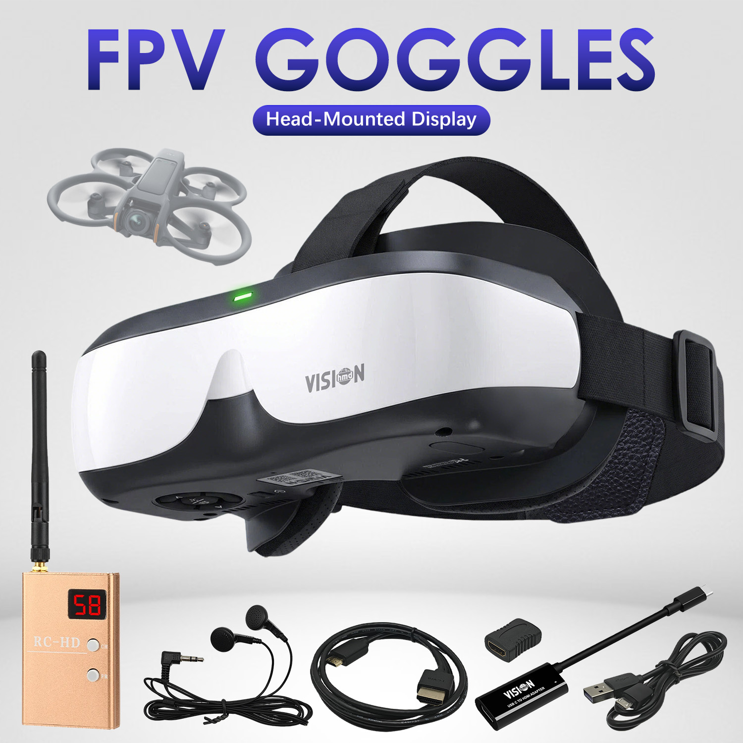 Skyzone Sky04O Pro Fpv Goggles - ชุดแว่นตาดูวิดีโอ FPV แบบติดศีรษะ DIY ระดับเริ่มต้น พร้อมจอภาพ
